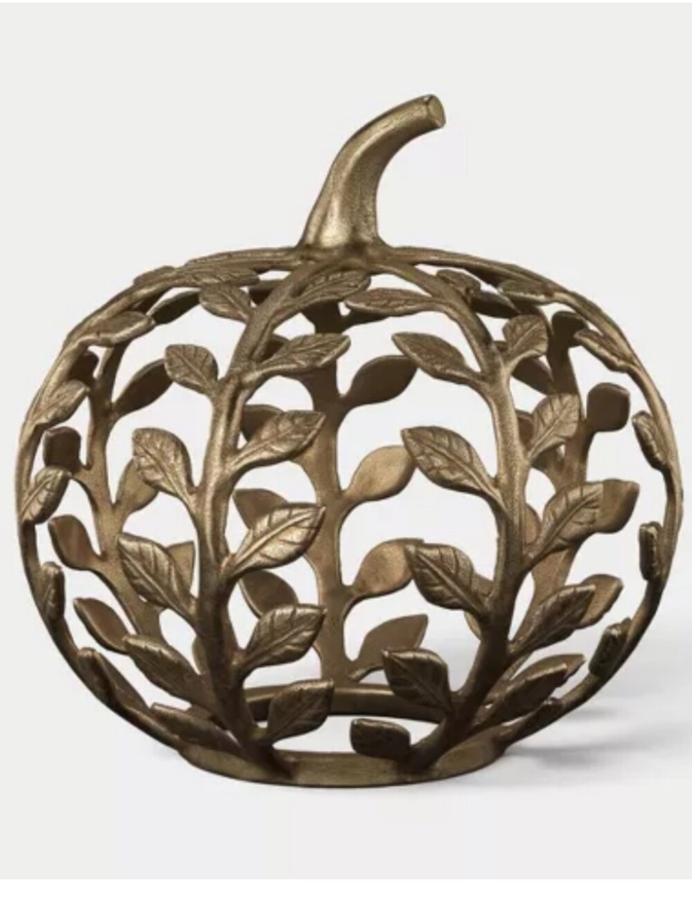 New Threshold Round Gold-tone Metal Fall Botanical Pumpkin